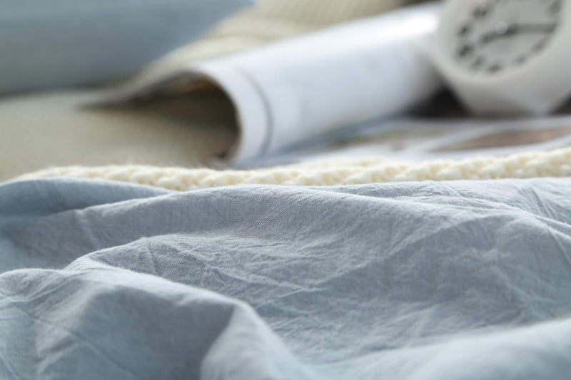F.Y.Dreams 100% Washed Cotton Duvet Cover for Weighted Blanket 48x72 inches with 8 Ties, Zipper on Long Side/Light Blue/Just Duvet Cover - Image 2